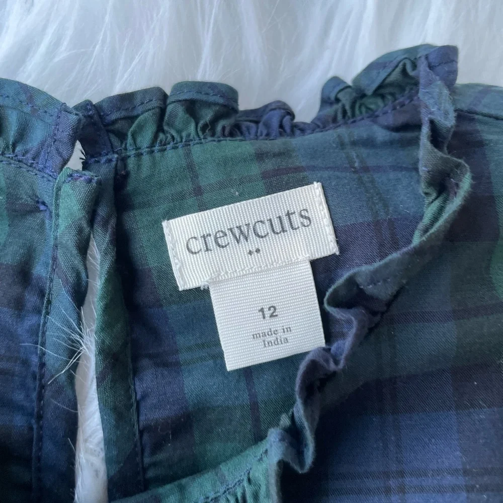 Crewcuts Girls' Black Watch plaid ruffle top Size 12